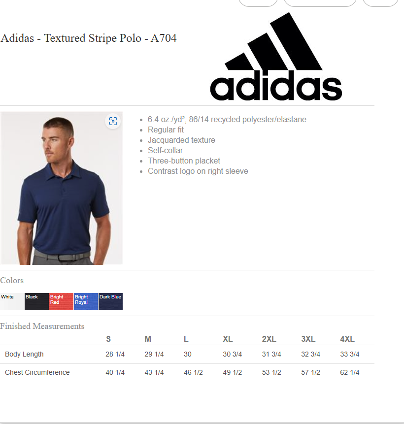 Custom Adidas Stripe Polo